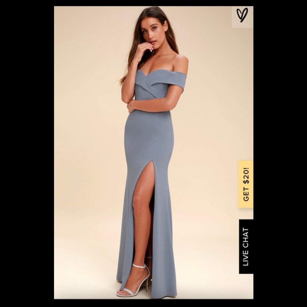 Song of love blue grey off the shoulder dress